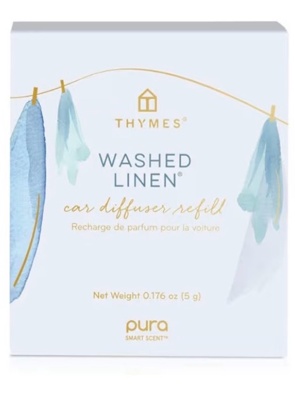 Washed Linen Car Diffuser Refill - White & Blue